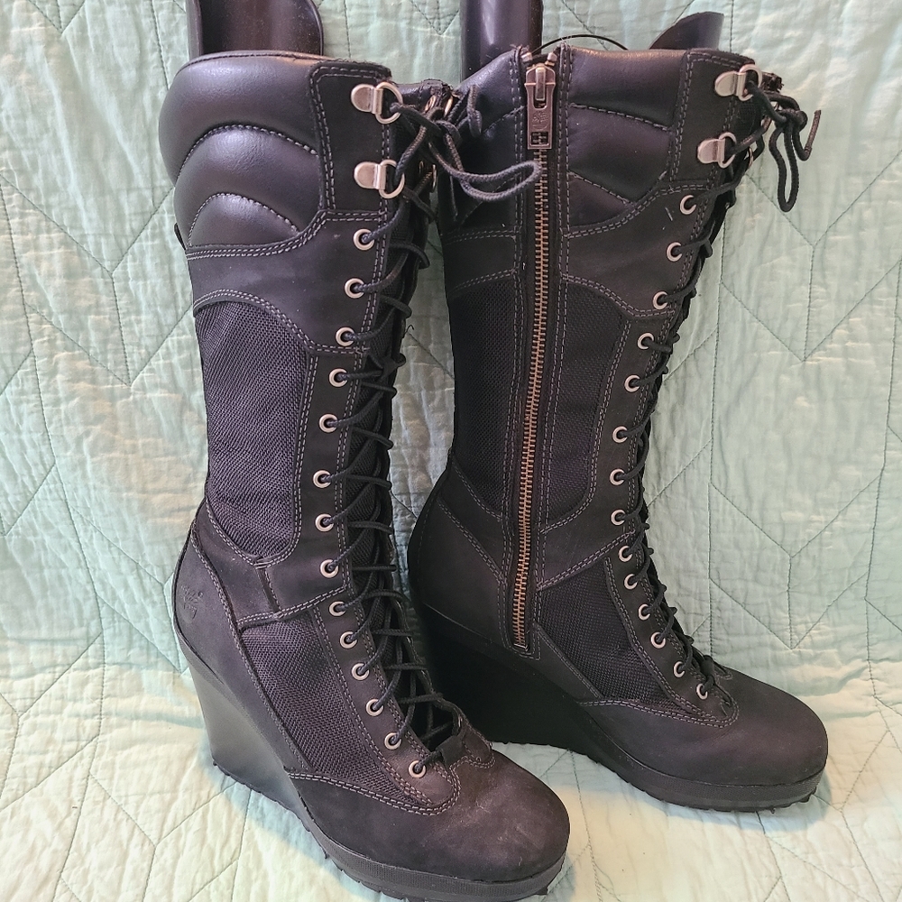 Timberland Wedge Lace Up Work Boot Black size 6M (36)